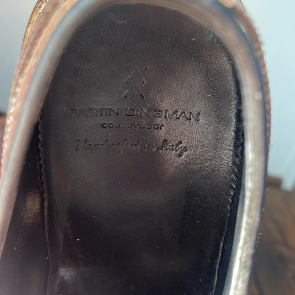 Martin Dingman Tuscan Saddle Brown Pebbled Leather Wingtip Oxfords